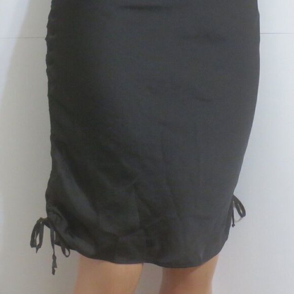 NWT Express Black Cowl Neck Ruched Side Tie Mini Slip Dress Size Small - Picture 11 of 16